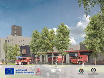 ERAF  projekts Nr. 2.1.3.3/3/25/I/003 “Ugunsdzēsības, loģistikas un remonta bāzes kompleksa būvniecība” vizualizacija