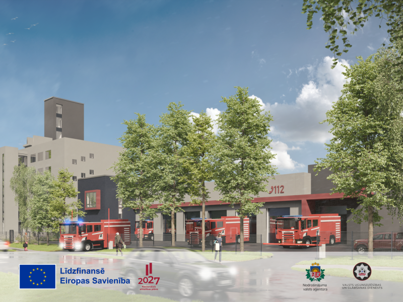 ERAF  projekts Nr. 2.1.3.3/3/25/I/003 “Ugunsdzēsības, loģistikas un remonta bāzes kompleksa būvniecība” vizualizacija