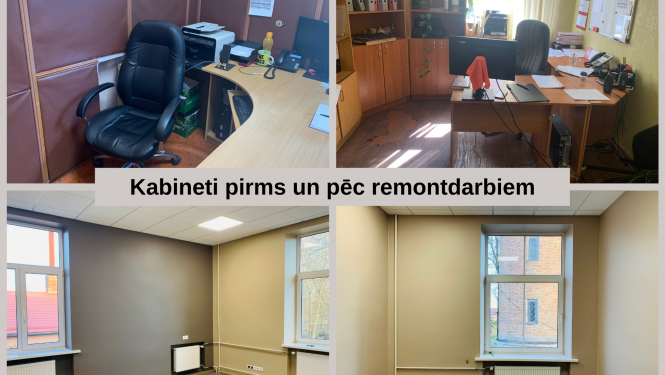 Kabineti pirms un pēc remontdarbiem