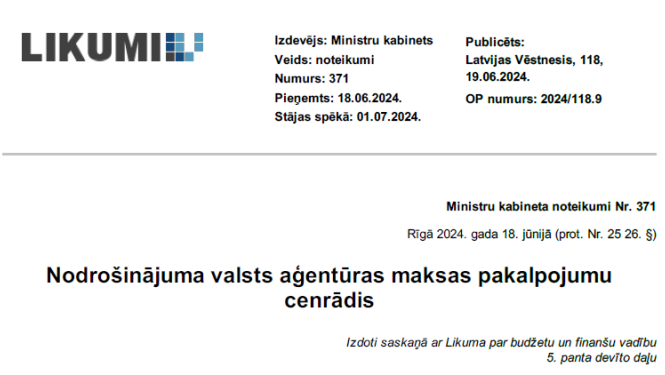 maksas pakalpojumu cenrāža attēls no likumi.lv